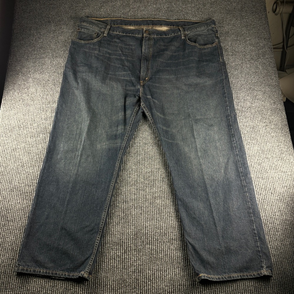 Levis 505 Regular Fit Dark Wash Denim Jeans Mens 50x30 Blue Straight Leg 2931
